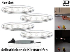 Lunartec Lampen Zum Kleben:Stick-&-Push-Light "Silver Giant" 4er-Set
