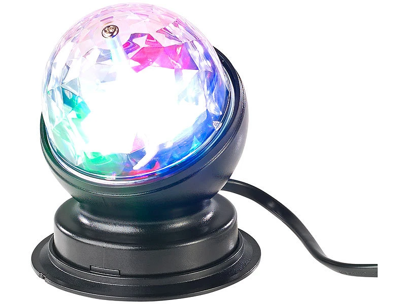 Lunartec Discolicht:2er-Set Rotierende 360°-Disco-Leuchten Mit RGB-LED-Farbeffekten, 3 W – Bild 12