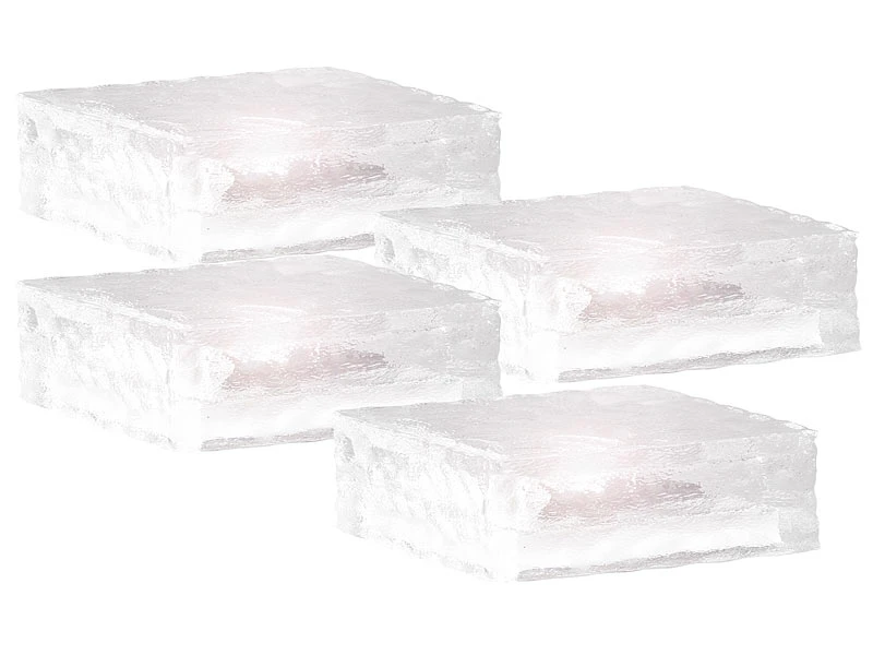 Lunartec LED Steine Solar:Solar LED Glasbaustein Mit Lichtsensor 15 X 15 X 5cm, 4er-Set – Bild 3