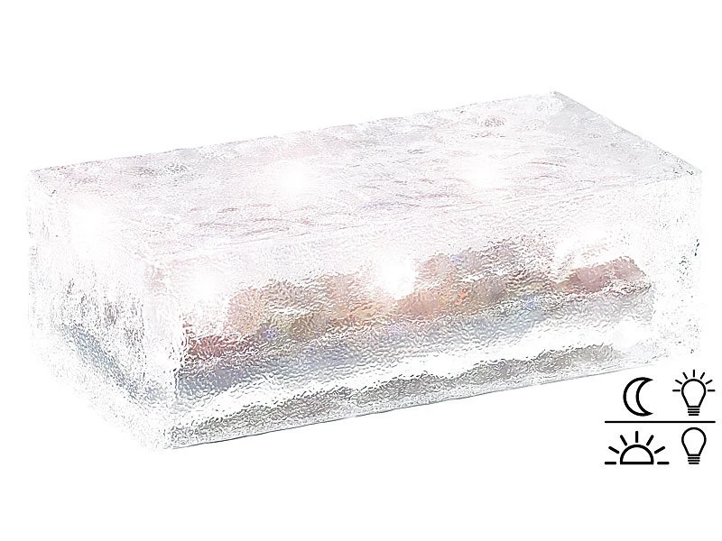 Lunartec Solar Pflasterstein:4er-Set Solar-Glasbausteine Mit LED & Lichtsensor, 19,5 X 9,8 X 6 Cm – Bild 9