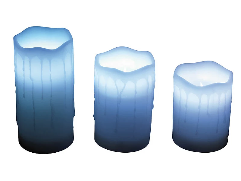 Lunartec LED Kerzen Farbwechsel:Echtwachskerzen Mit Farbwechsel-LED & Fernbedienung, 3er-Set – Bild 3