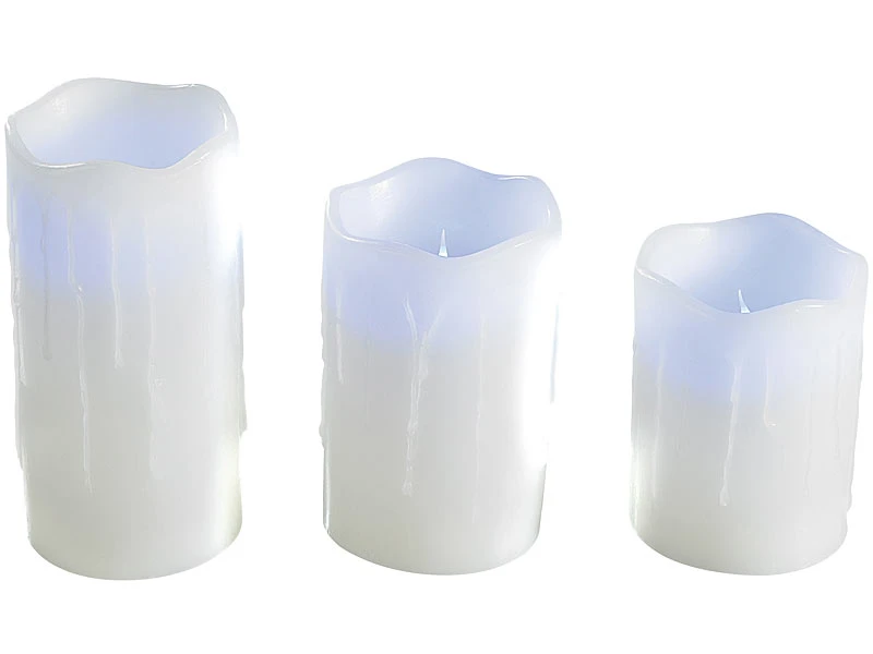 Lunartec LED Kerzen Farbwechsel:Echtwachskerzen Mit Farbwechsel-LED & Fernbedienung, 3er-Set – Bild 4