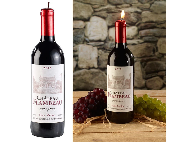 Britesta Kerzen-Flasche:4er-Set Dekorative Wachskerze In Authentischer Weinflaschenform, 29 Cm – Bild 6