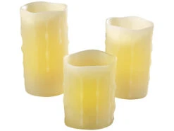 Britesta Echtwachskerze Mit Timer:3er-Set LED-Echtwachs-Kerzen, Timer & Fernbedienung Bis 3 M Reichweite