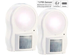 Lunartec Haustürlampen:2er-Set LED-Leuchten Mit Bewegungs- Und Dämmerungssensor