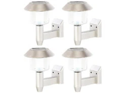Lunartec Solaraußenlampe:4er-Set Solar-LED-Wandleuchte WL-101, 1,2 Lumen, 0,9 Watt