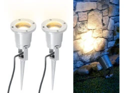 Luminea Pflanzstrahler:2er-Set Indoor-Pflanzenstrahler, Einflammig, GU10, Grau 1,5 M Kabel X