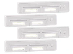 Lunartec Schrankleuchten:4er-Set Schrank-Unterbau-Leuchten COB, 2 Watt, 80 Lumen