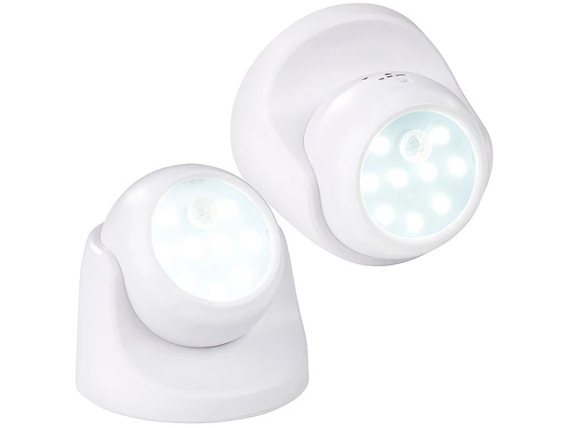 Luminea Bewegungsmelder Batterie:2er-Set Kabellose LED-Strahler, Bewegungssensor, 360° Drehbar,100 Lm – Bild 3