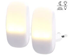 Lunartec Nachtleuchte:2 Kompakte LED-Steckdosen-Nachtlichter, Dämmerungssensor, 1 Lm, 0,25 W