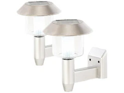 Lunartec Wandsolarleuchten:2er-Set Solar-LED-Wandleuchten WL-101, 1,2 Lumen, 0,9 Watt