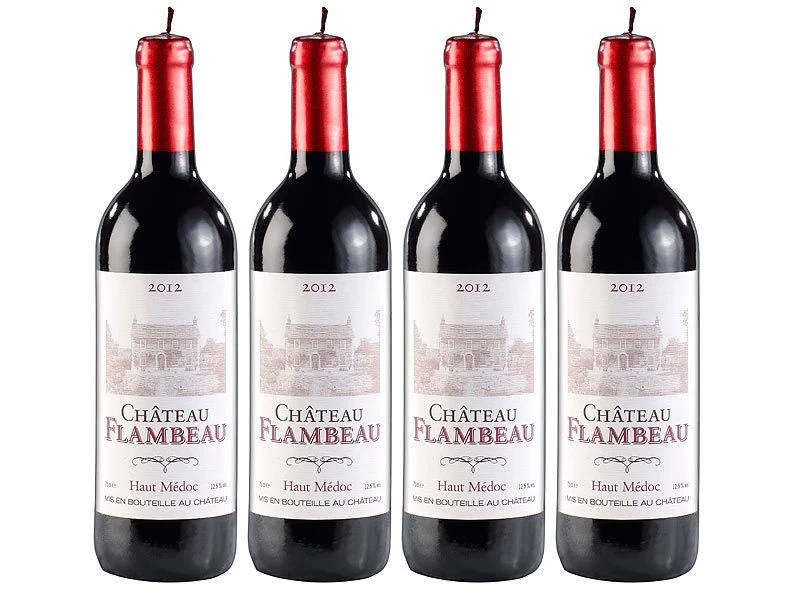 Britesta Kerzen-Flasche:4er-Set Dekorative Wachskerze In Authentischer Weinflaschenform, 29 Cm – Bild 2