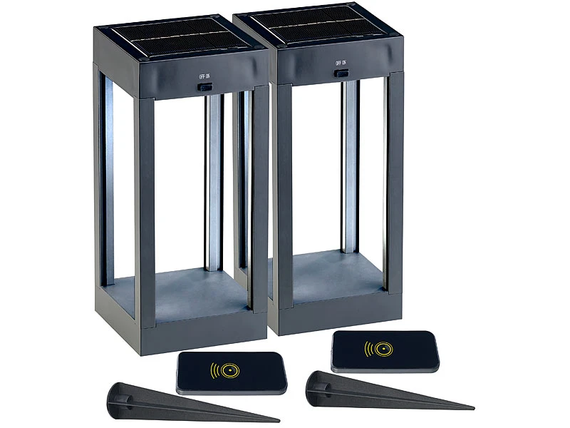 Lunartec Gartenlicht:2er-Set Outdoor-Solar-Laternen, RGB+W-LEDs, Fernbedienung, 80 Lm, 1 W – Bild 3