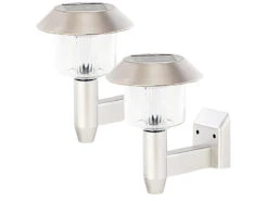 Lunartec Solarlampen Für Die Wand:2er-Set Solar-LED-Wandleuchte WL-101, 1,2 Lumen, 0,9 Watt