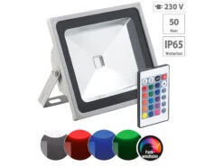 Luminea Wetterfester RGB-Fluter Mit SMD-LEDs, Fernbedienung, 4.000 Lm, 50 Watt