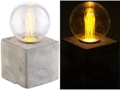 Lunartec Betonsockel Lampe:Deko-Tischleuchte Mit LED Und Beton-Sockel, USB- Oder Batteriebetrieb