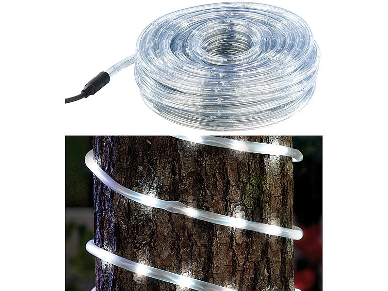 Lunartec Lichtschlauch Außen:LED-Lichtschlauch Für Innen- & Außenbereich, 720 LEDs,20 M, Weiß, IP44