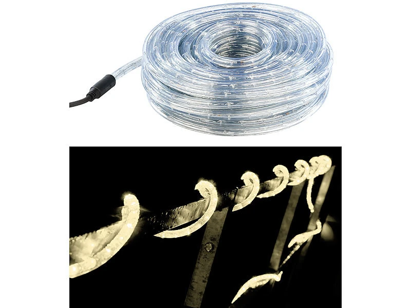 Lunartec LED Lichtschlauch Außen:LED-Lichtschlauch Innen- & Außenbereich, 720 LEDs,20 M, Warmweiß, IP44