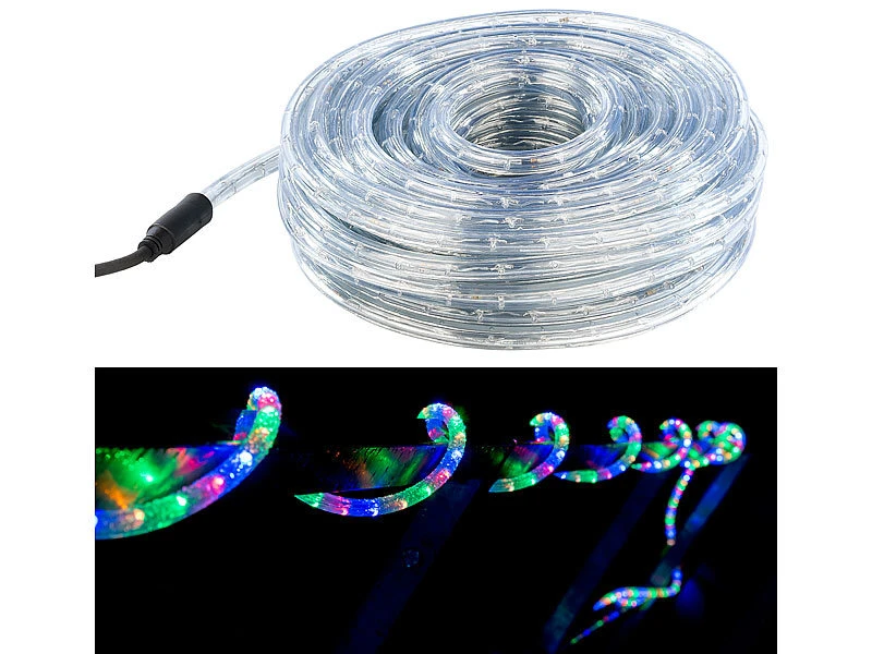 Lunartec LED Lichterschlauch:LED-Lichtschlauch, Innen- & Außenbereich, 720 LEDs, 20 M, Farbig, IP44