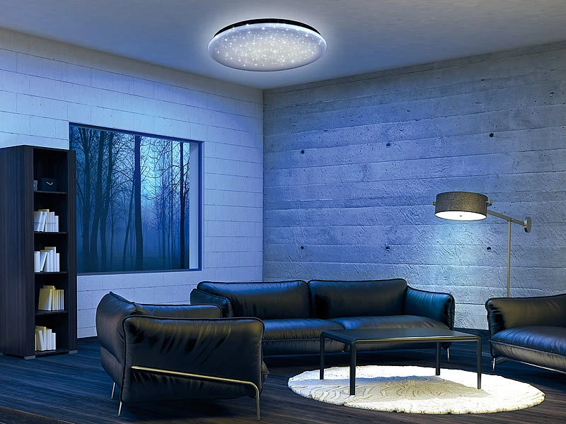 Luminea LED Deckenleuchten:2er-Set LED-Decken-Kinderzimmerleuchten, Sternenhimmel-Effekt, 840 Lm – Bild 4