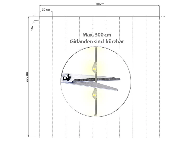 Lunartec LED Vorhang:LED-Lichtervorhang, 300 LED, Fernbedienung, 3x3m, WarmweiĆ, Timer, USB ā Bild 4