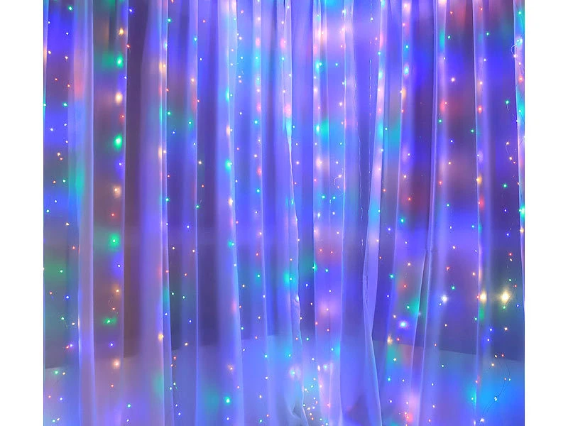 Lunartec LED Lichterkette:2er-Set RGB-LED-Lichtervorhang, 300 LEDs, Fernbedienung, 3x3 M – Bild 7
