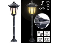 Lunartec Gartenlaterne:Solar-LED-Standlaterne Mit Flammeneffekt, 64 Cm Höhe, IP44, 24 LEDs