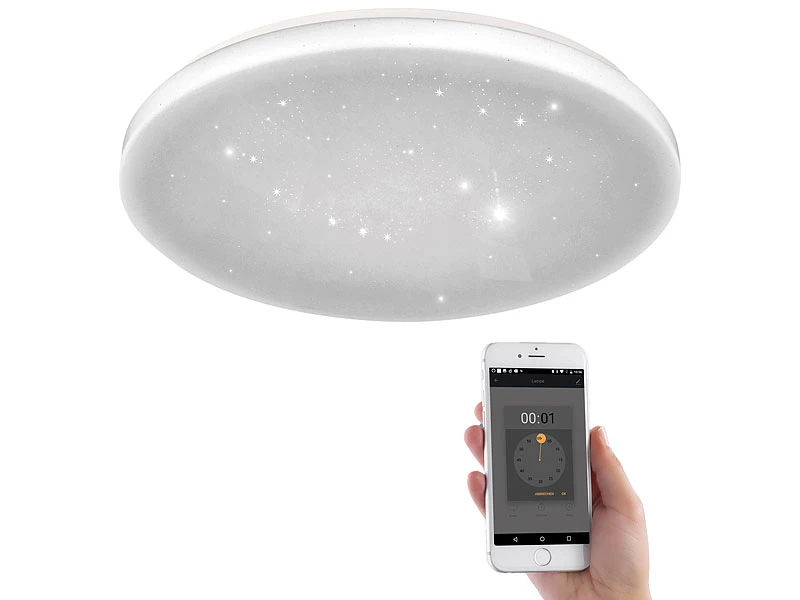Luminea Home Control Sternenlicht:Smarte WLAN-Sternen-Deckenleuchte Mit CCT-LEDs, 18 W, 1350 Lm, Ø 34 Cm – Bild 3