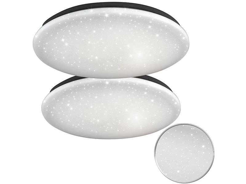 Luminea LED Deckenleuchten:2er-Set LED-Decken-Kinderzimmerleuchten, Sternenhimmel-Effekt, 840 Lm