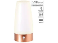 Lunartec Tischlampe Batterie:LED-Tischlampe Mit PIR-Bewegungs-Sensor, Batteriebetrieben, Warmweiß