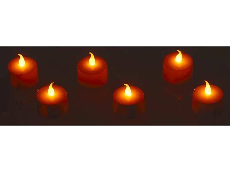 Lunartec Teelichter Zum Aufladen:2er-Set, Je 6 LED-Akku-Teelichter, Flackernde Flamme, Teelichthalter – Bild 10