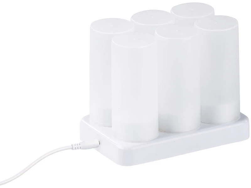 Lunartec Teelichter Zum Aufladen:2er-Set, Je 6 LED-Akku-Teelichter, Flackernde Flamme, Teelichthalter – Bild 13