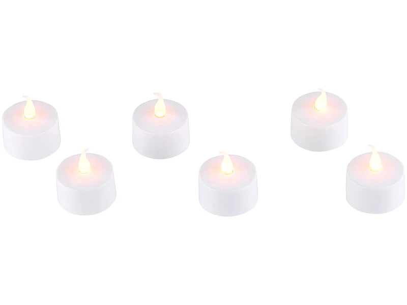 Lunartec Teelichter Zum Aufladen:2er-Set, Je 6 LED-Akku-Teelichter, Flackernde Flamme, Teelichthalter – Bild 9