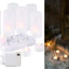 Lunartec Aufladbare Teelichter:6 Akku-LED-Teelichter, Flackernde Flamme, Acrylgläser, Ladestation