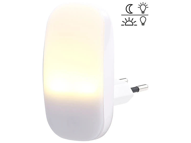 Lunartec Nachtleuchte:2 Kompakte LED-Steckdosen-Nachtlichter, Dämmerungssensor, 1 Lm, 0,25 W – Bild 10