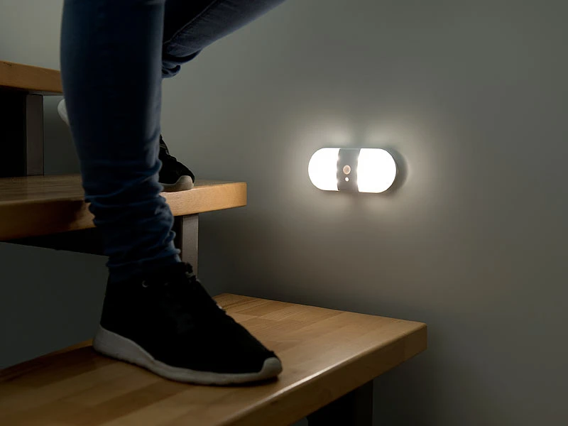 PEARL Wandlicht:Batterie-LED-Wandleuchte, Bewegungs- & Licht-Sensor, 80 Lumen, IP44 – Bild 12