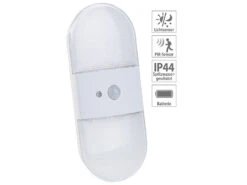 PEARL Wandlicht:Batterie-LED-Wandleuchte, Bewegungs- & Licht-Sensor, 80 Lumen, IP44