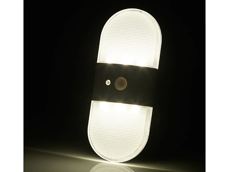 PEARL Wandlicht:Batterie-LED-Wandleuchte, Bewegungs- & Licht-Sensor, 80 Lumen, IP44 – Bild 10
