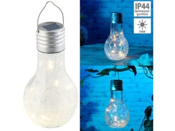 Lunartec Solar Birne:Deko-LED-Glühbirne Im Crackle-Glas-Design, Solar Und Dämmerungs-Sensor