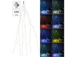 Lunartec Baumüberwurf:Christbaum-Überwurf-Lichterkette, 240 Bunte LEDs, 6 Girlanden, Je 4 M