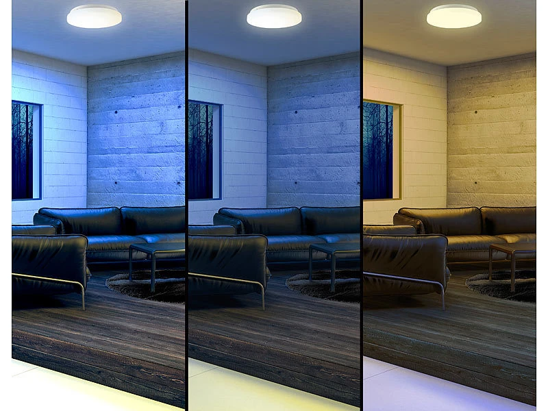 Luminea Home Control 2er-Set WLAN-LED-Deckenleuchten Für Amazon Alexa&Google Assistant, 18W – Bild 4