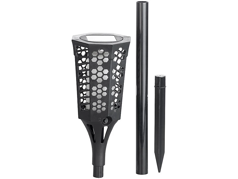 Lunartec Solar Gartenfackel:2er-Set LED-Solar-Gartenfackeln Mit Flammen-Effekt Und Akku, 78 Cm – Bild 5