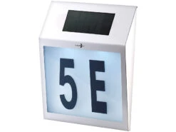 Lunartec Solar Hausnummer:Solar-LED-Hausnummernleuchte Mit Edelstahl-Gehäuse Und Licht-Sensor