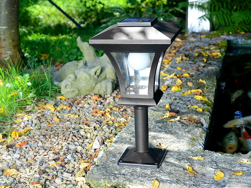 Lunartec Mauerleuchte:2er-Set Solar-LED-Standleuchten Im Laternen-Design, 45 Lm, 0,3 Watt – Bild 3