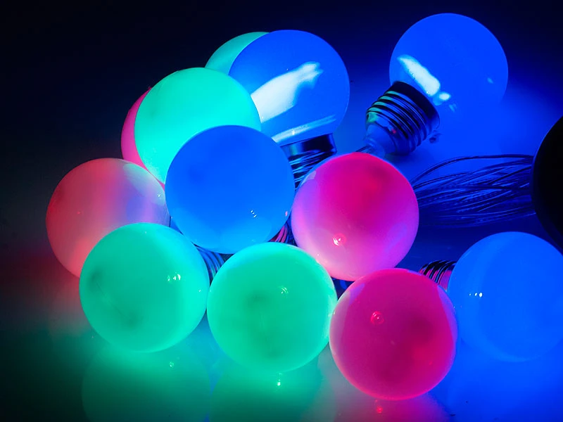 Lunartec Solarkette Balkon:Solar Lichterkette, 5 M, Multicolor, 12 LEDs Glühbirnenform – Bild 2