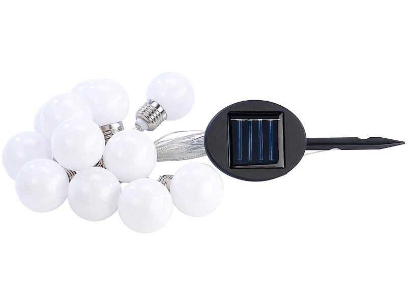 Lunartec Solarkette Balkon:Solar Lichterkette, 5 M, Multicolor, 12 LEDs Glühbirnenform – Bild 3