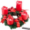 Britesta Adventskranz Elektrisch:Adventskranz, Rot, 4 Rote LED-Kerzen Mit Bewegter Flamme