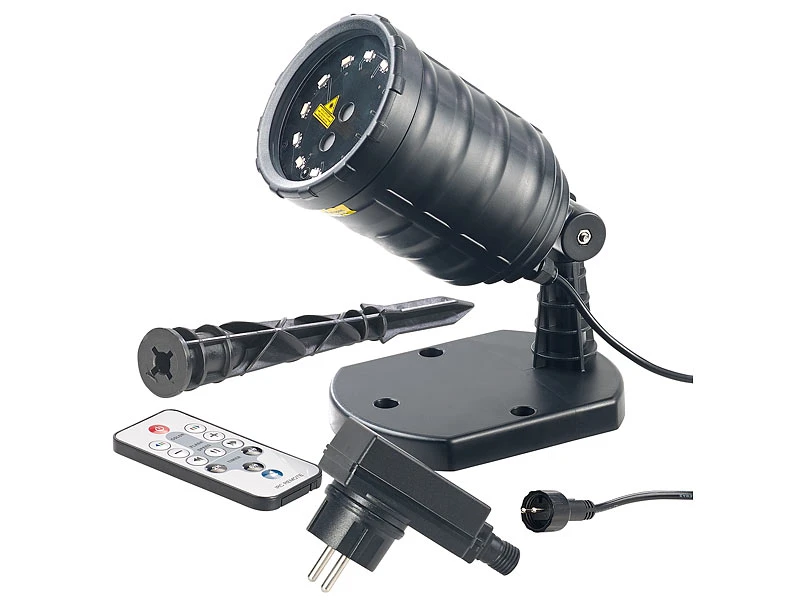 Lunartec Sternenprojektor:Laser-Projektor Mit 12 LEDs, 8 Licht-Effekte, Timer, Fernbed., IP65 – Bild 2