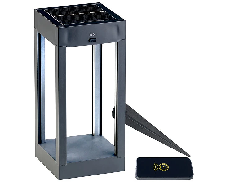 Lunartec Gartenlicht:2er-Set Outdoor-Solar-Laternen, RGB+W-LEDs, Fernbedienung, 80 Lm, 1 W – Bild 5