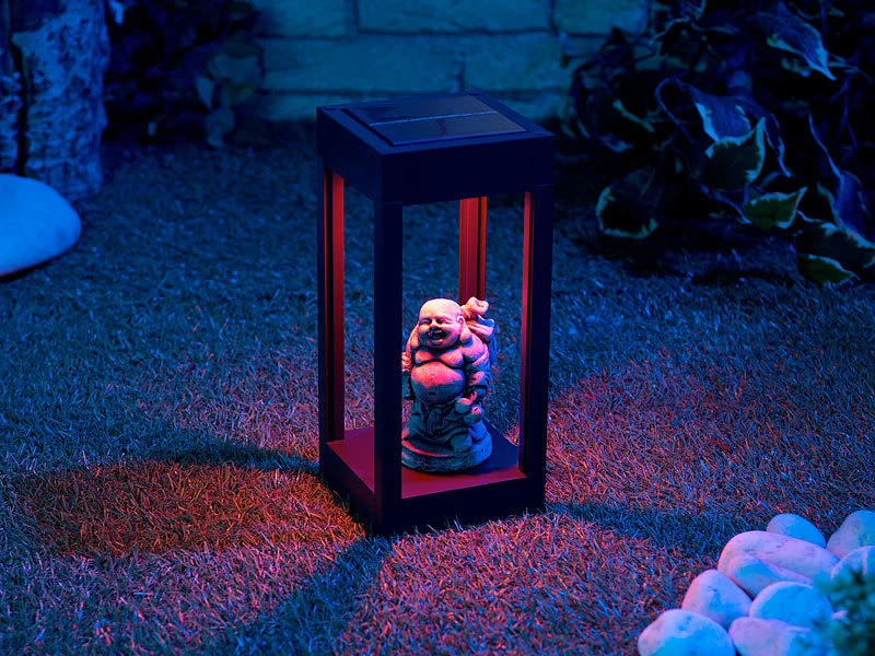 Lunartec Gartenlicht:2er-Set Outdoor-Solar-Laternen, RGB+W-LEDs, Fernbedienung, 80 Lm, 1 W – Bild 15
